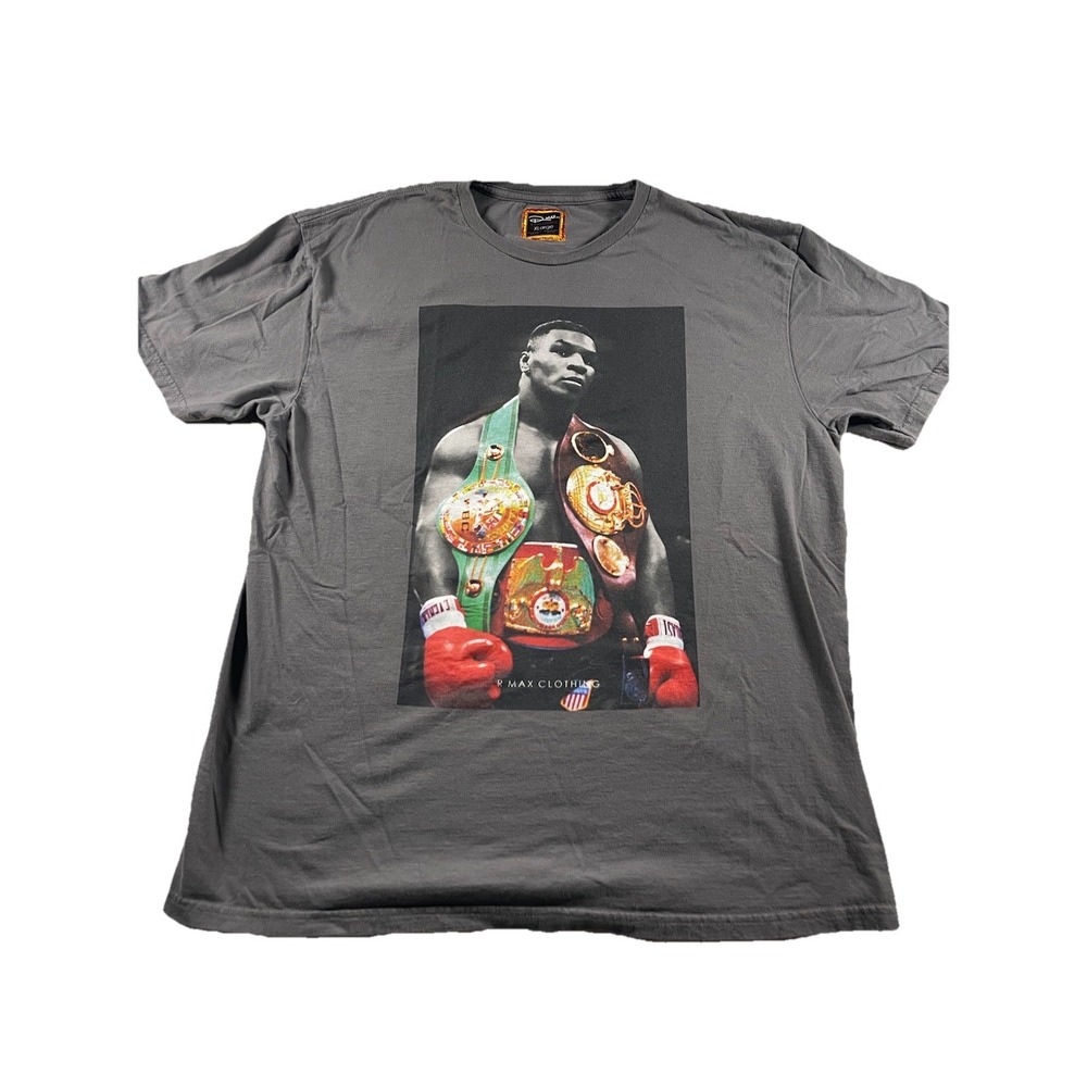 R Max Clothing Mike Tyson Unisex Adult Graphic Print Gray Shirt Size XL
